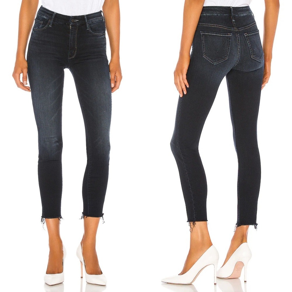 Mother | The High Waisted Looker Ankle Fray Jeans in Last Call Blue